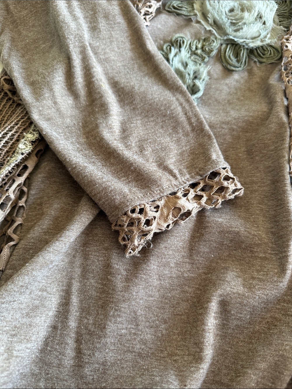 Pretty Angel Brown Crochet-Trim Tunic Top - Picture 3 of 5